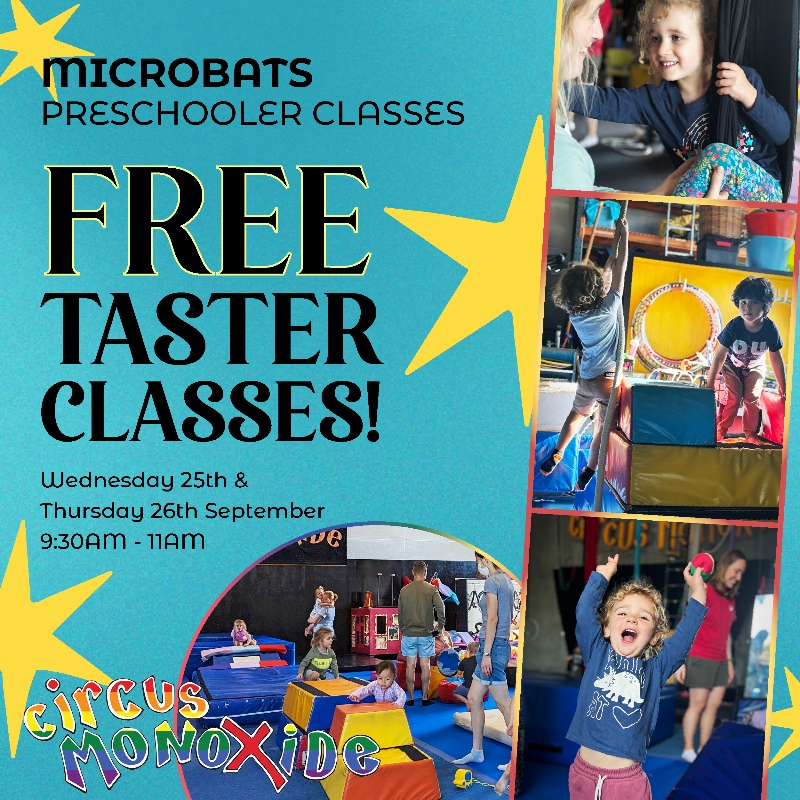 Free Taster Classes for Toddlers & Preschoolers at Circus Monoxide! logo