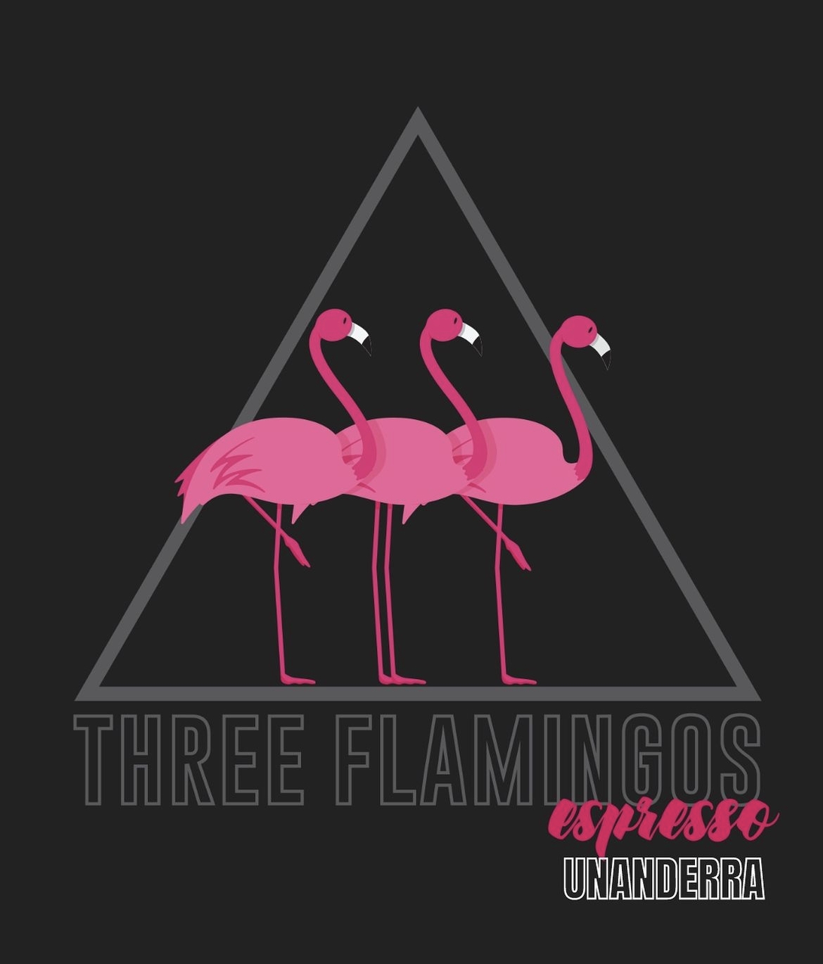 Three Flamingos Espresso, Unanderra  logo