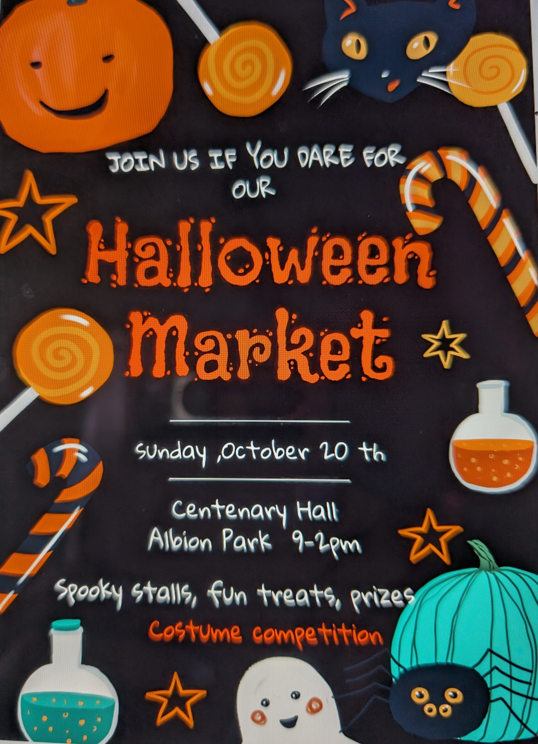 The Albion Park Community Hub Halloween Market logo