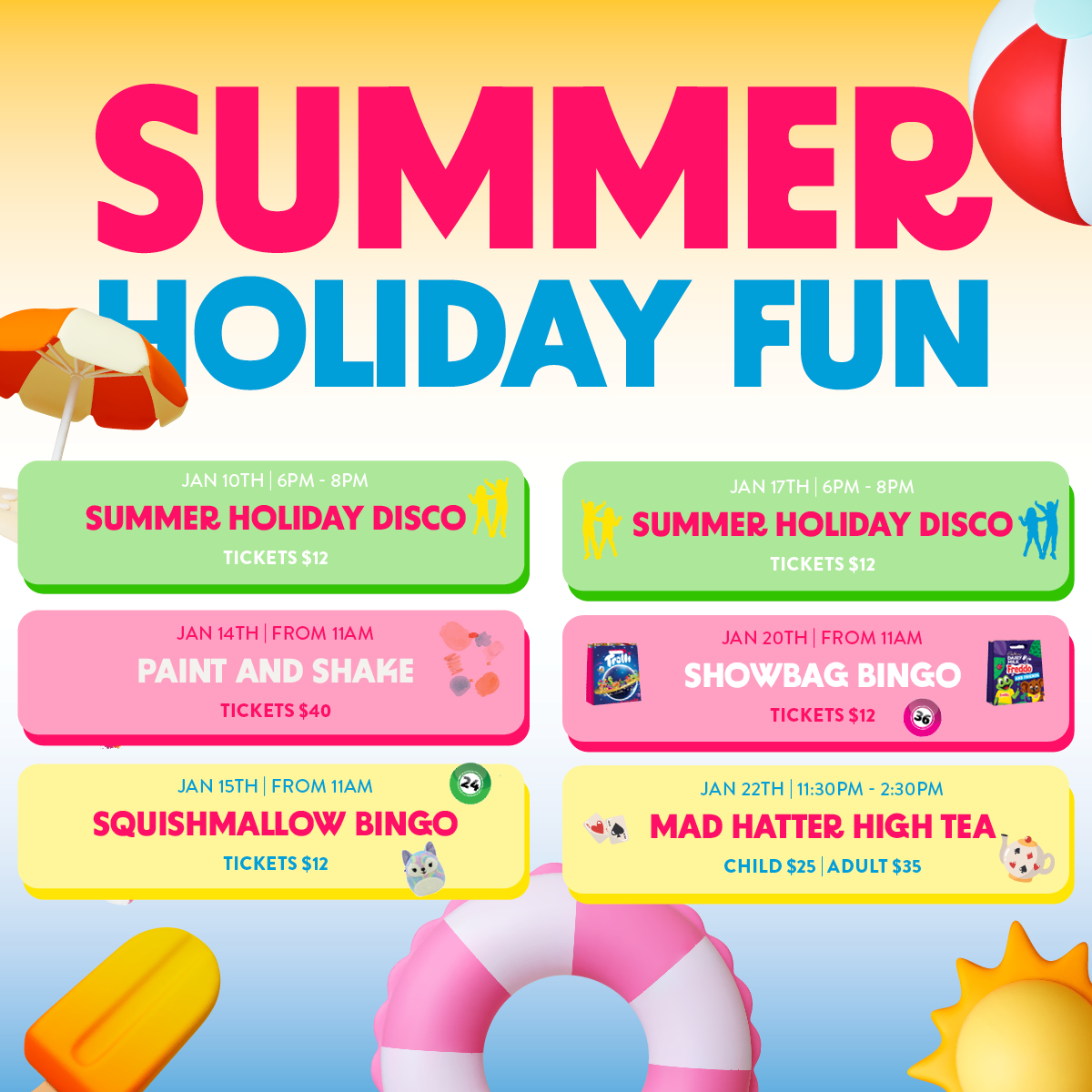 Exciting & creative holiday activities + Mad Hatter High Tea & Kids Summer Discos - The Fraternity Club logo